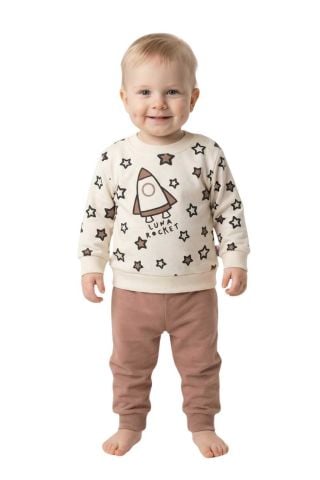 Erkek Çocuk Önü Baskılı Sweatshirt Ve Eşofman Alt Takım BGL-ST05253