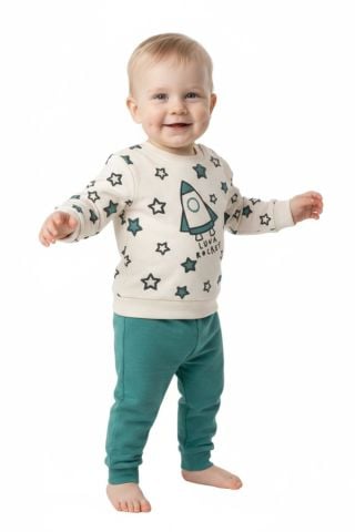 Erkek Çocuk Önü Baskılı Sweatshirt Ve Eşofman Alt Takım BGL-ST05253