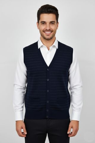 Erkek Düğmeli Yelek Cepli Çelik Örgü Klasik Kalıp BGL-ST04836