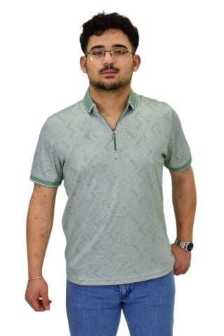 Erkek Polo Yaka Fermuarlı Merserize Jakarlı Tişört 7570 BGL-ST04536