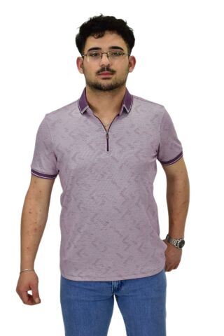 Erkek Polo Yaka Fermuarlı Merserize Jakarlı Tişört 7570 BGL-ST04536