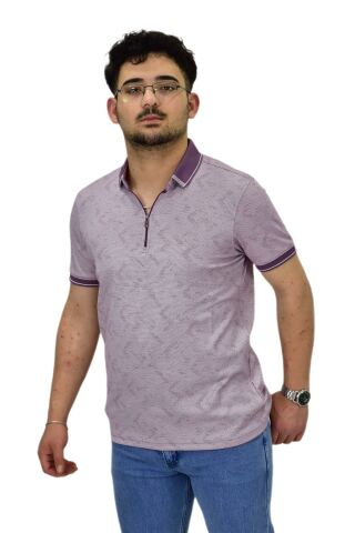 Erkek Polo Yaka Fermuarlı Merserize Jakarlı Tişört 7570 BGL-ST04536