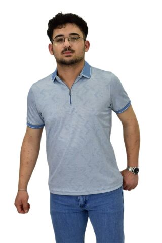 Erkek Polo Yaka Fermuarlı Merserize Jakarlı Tişört 7570 BGL-ST04536