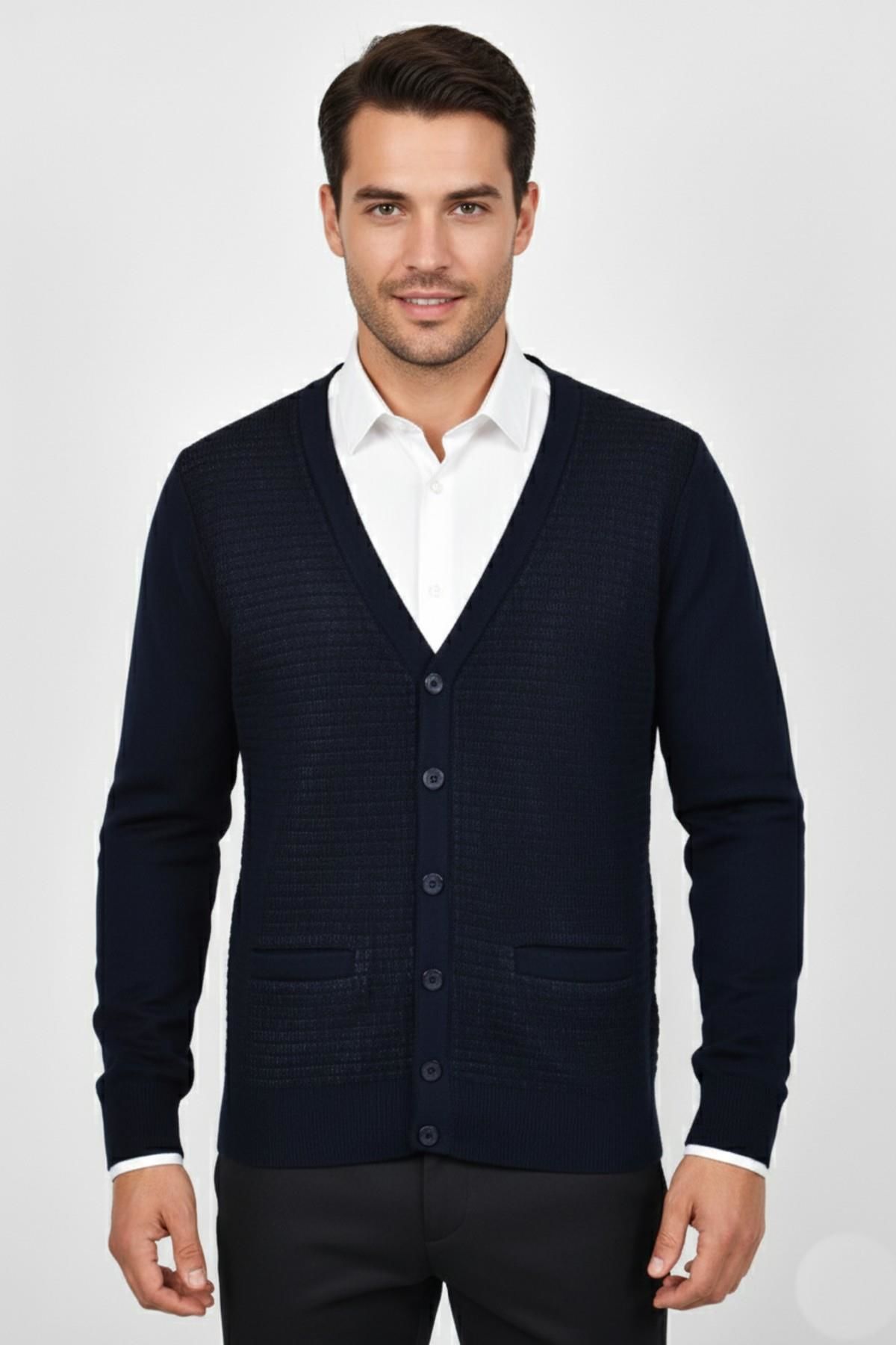 Erkek Düğmeli Cepli Hırka BGL-ST04833