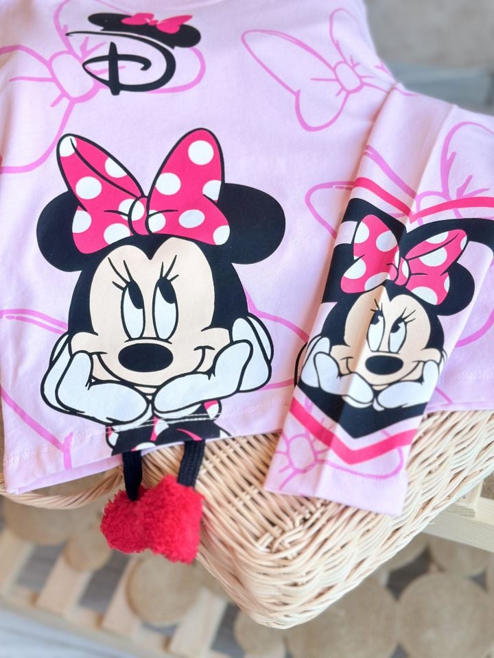 Pembe Minnie Mouse Sallanan Bacak Detaylı 3 Boyutlu Baharlık Takım