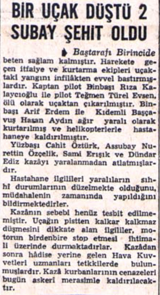 Türk Hava Kuvvetleri'nde Ölümle Sonuçlanan C-47 Kazaları (Harita)