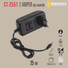 CATA CT-2551 2 Amper 25W Fişli Adaptör