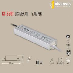 CATA CT-2591 5 Amper Şerit Led Trafosu (60W) Dış Mekan