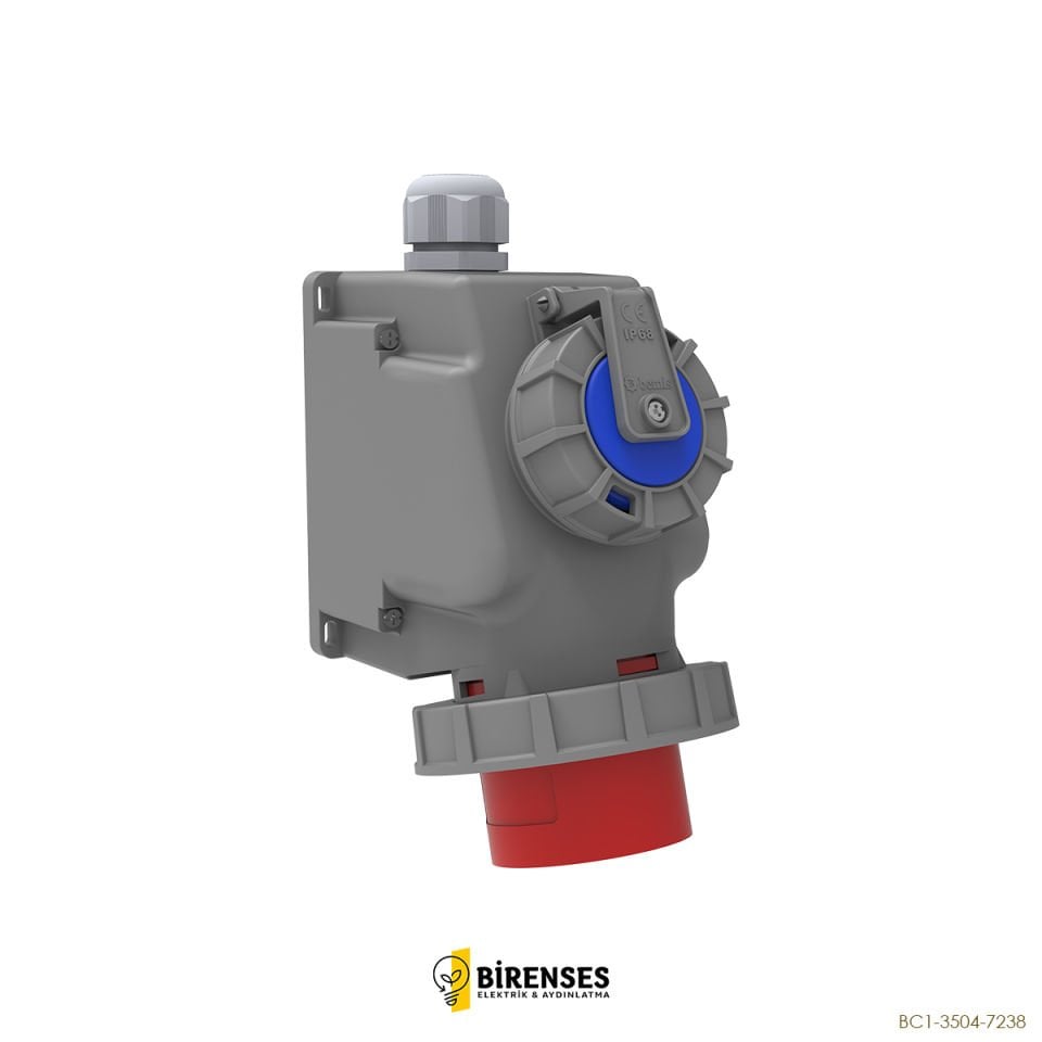 BEMİS Rekorlu 4/32A 90° Eğik M. Prizli Duvar Fiş BC1-3504-7238