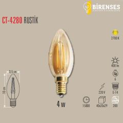 CATA CT-4280 4W Rustik Led Bujı Ampul - E14 Amber