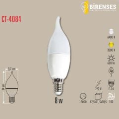 CATA CT-4084G 8W Ledli Kıvrık Buji Ampul - E14 Günışığı