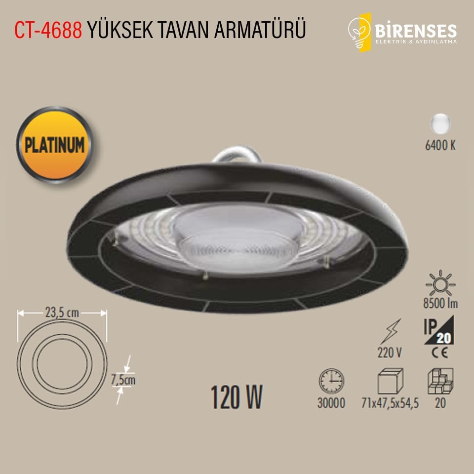 CATA CT-4688 120W Yüksek Tavan Armatürü Beyaz