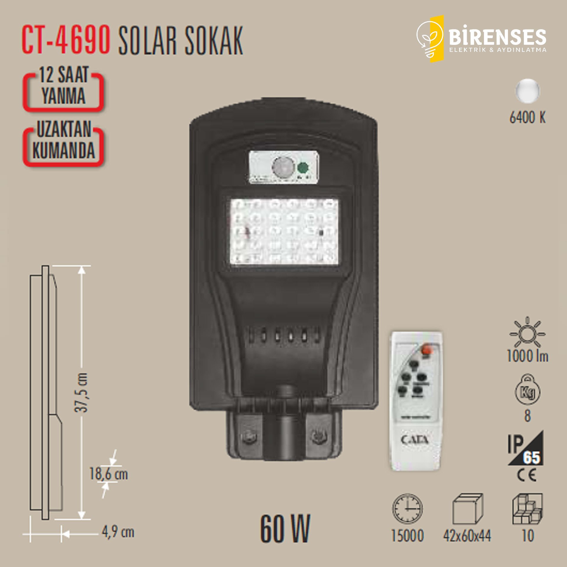 CATA CT-4690 60W Solar Sokak Armatürü