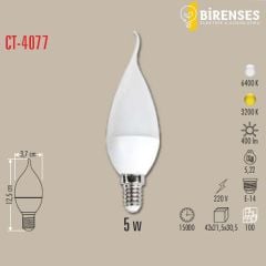 CATA CT-4077G 5W Ledli Kıvrık Buji Ampul - E14 Günışığı