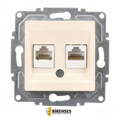 GÜNSAN Eqona Krem İkili Data Prizi (2 X Rj45 Cat5E) 01401200-157131