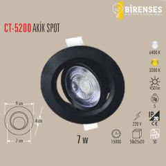 CATA CT-5200B 7W Lal Led Spot - Siyah Kasa Beyaz