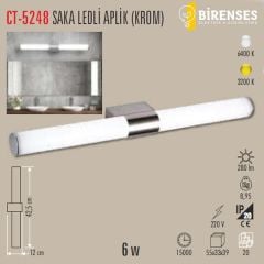 CATA CT-5248G 6W Saka Led Aplik - Krom