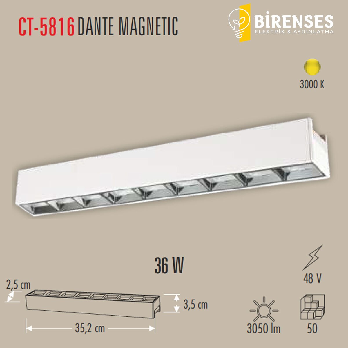 CATA CT-5816G 36W Dante Magnetıc Spot (Günışığı)