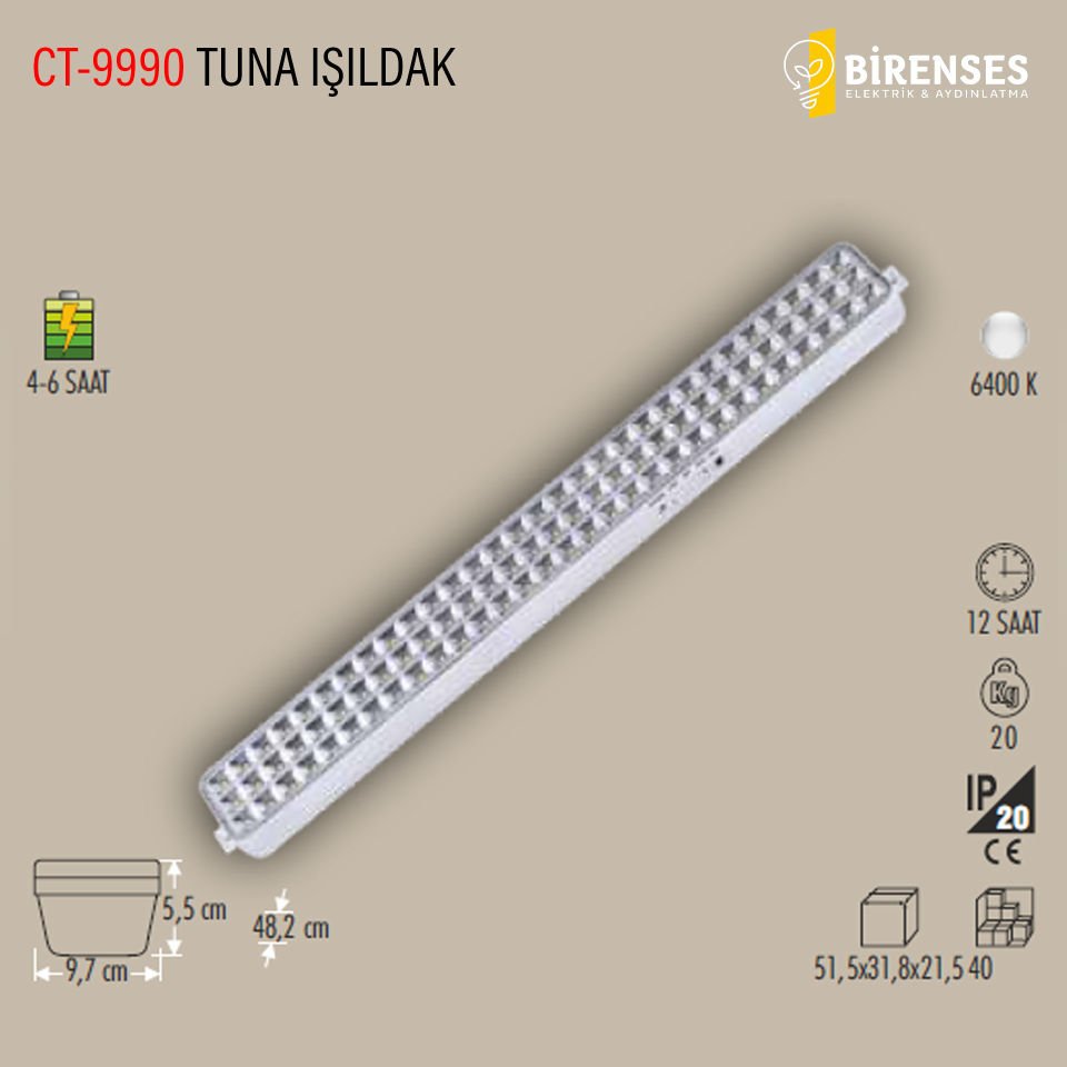 CATA CT-9990 Tuna 90 Ledli Işıldak Beyaz