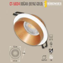 CATA CT-5034 Doğan Yuvarlak Spot - Beyaz-Gold Boş Kasa