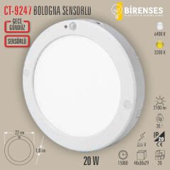 CATA CT-9247G 20W Bologna Sensörlü Sıva Üstü  Led Armatür Günışığı