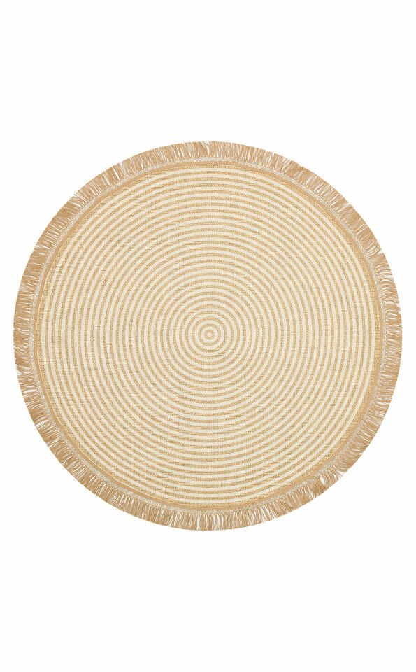 BROOKLYN BRK 07 IVORY Q  Hasır Görünümlü Kaymaz Renkli Dokuma Modern Kilim