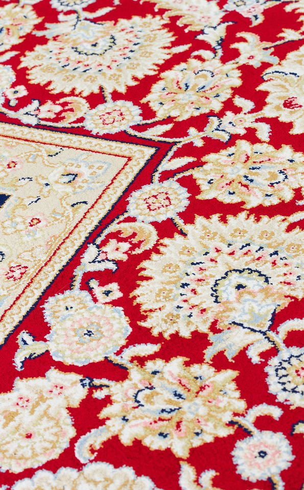 ISFAHAN ISF 03 CREAM RED Klasik Desenli Yüksek Kalite Sık Dokuma Makine Halısı