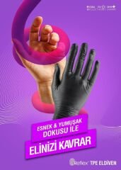 Reflex Slim Fit Pudrasız Eldiven Siyah L-Xl Beden Yeni Nesil Teknoloji 100'lü Paket