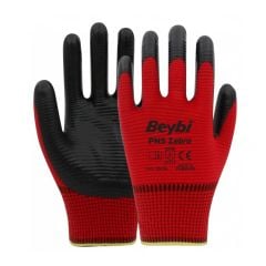 Beybi PN5 Kırmızı-siyah Zebra Nitril İş Eldiveni