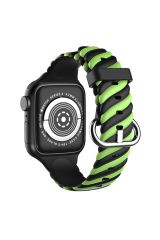 Newface Apple Watch 38mm Çizgili Kordon - Siyah-Yeşil