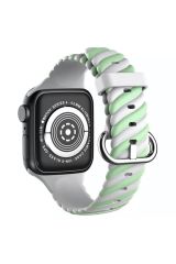 Newface Apple Watch 40mm Çizgili Kordon - Yeşil-Beyaz