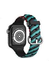 Newface Apple Watch 41mm Çizgili Kordon - Siyah-Kırmızı-Yeşil