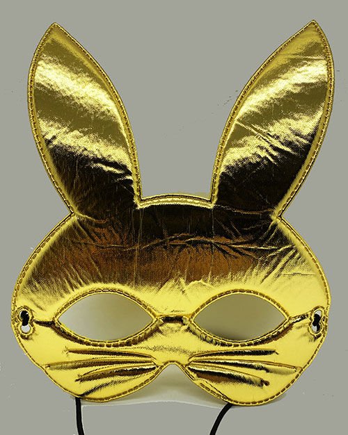 Altın Renk Kumaş Malzemeden İmal Tavşan Maskesi 25X17 cm (CLZ)