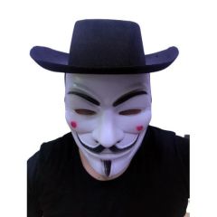 CLZ192 Siyah Renkli Delikli Çocuk Boy Vendetta Şapkası Ve Vendetta Maskesi