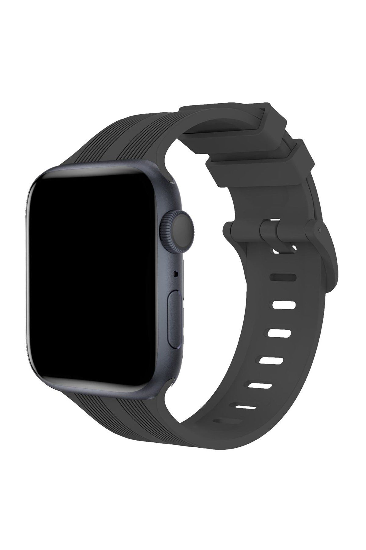 Newface Apple Watch 41mm KR408 Çizgili Silikon Kordon - Koyu Gri