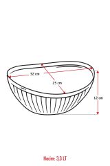 Akrilik Barok Aquamarin Büyük Oval Meyve & Salata Kasesi & Karıştırma Kabı / 3,3 Lt  (CAM DEĞİLDİR)