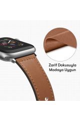 Newface Apple Watch 45mm KR415 Luaz Deri Kordon - Pembe