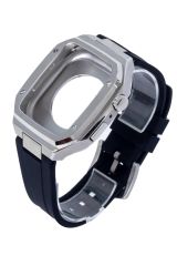 Newface Apple Watch 45mm KR402 Metal Kasa Silikon Kordon - Gümüş