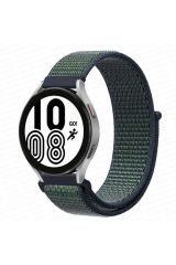 Newface Samsung Galaxy Watch 4 Hasırlı Cırtcırtlı Kordon - Lacivert-Yeşil