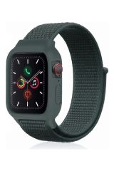 Newface Apple Watch 42mm Hasırlı Cırtcırtlı Kasalı Kordon - Haki Yeşil