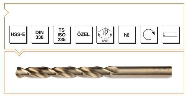 CLZ202 Makina Takım HSS-E Altın Seri İnox Delme Matkap Ucu 2 mm