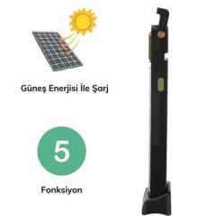 BUFFER® 5 Fonksiyonlu Güneş Enerjisi İle Şarj Olabilen 48 Ledli Işıldak,Aydınlatma PR-3838