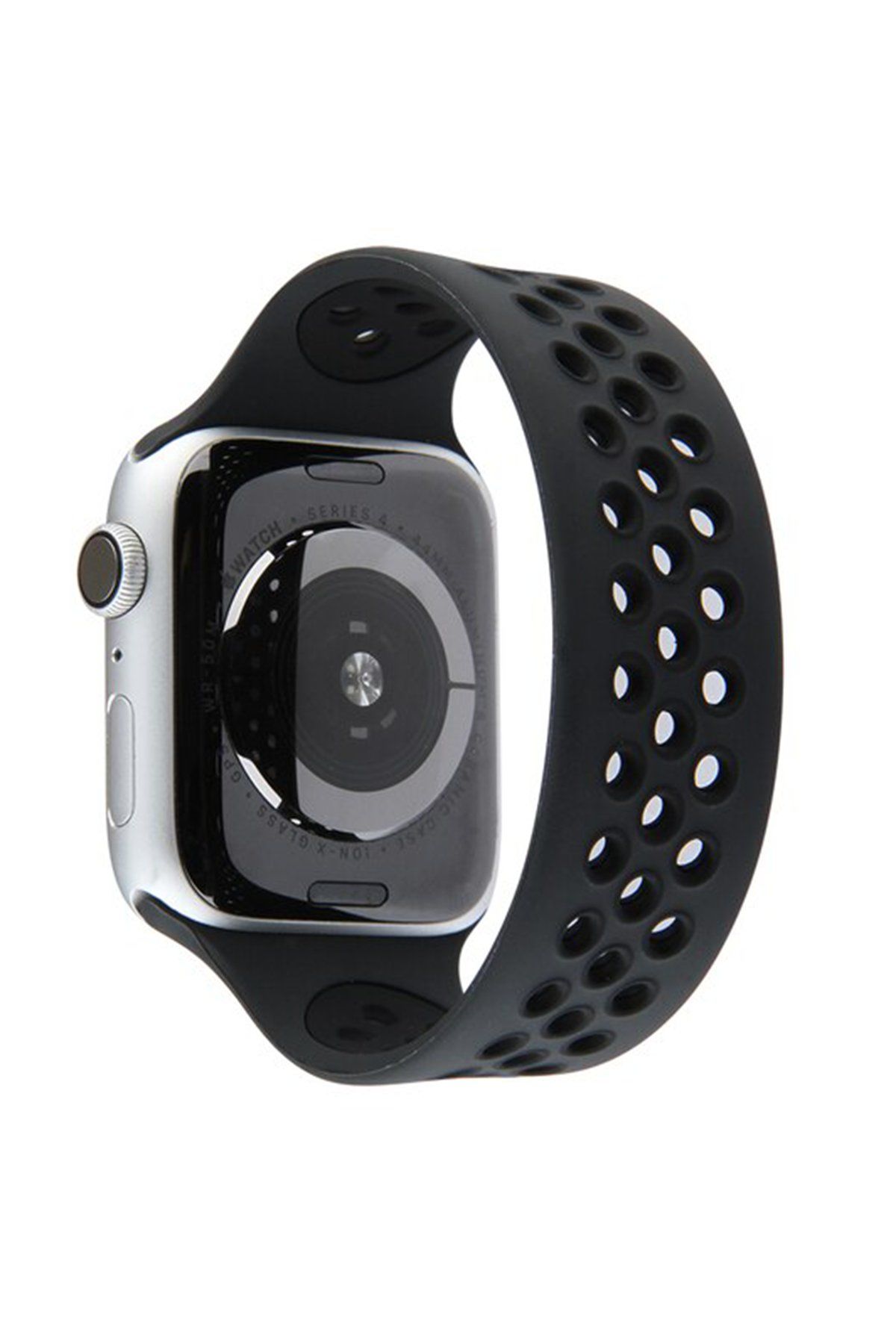 Newface Apple Watch Ultra 49mm Ayarlı Delikli Silikon Kordon - Siyah-Siyah