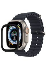 Newface Apple Watch Ultra 49mm Alüminyum Kasa Cam Ekran Koruyucu - Siyah