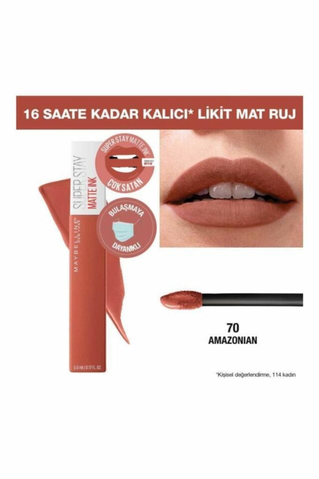 Maybelline New York Super Stay Matte Ink Unnude Likit Mat Ruj - 70 Amazonian - Kahverengi