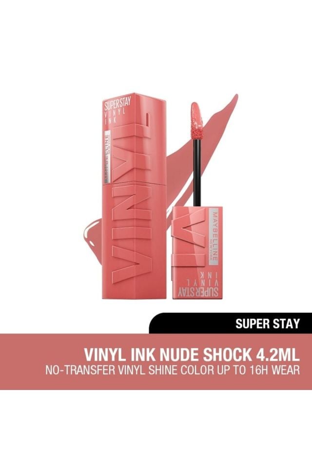 Maybelline New York Super Stay Vinyl Ink Uzun Süre Kalıcı Likit Parlak Ruj 100 Charmed