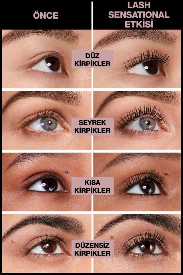 Maybelline New York Lash Sensational Yelpaze Etkili Suya Dayanıklı Siyah Waterproof Maskara