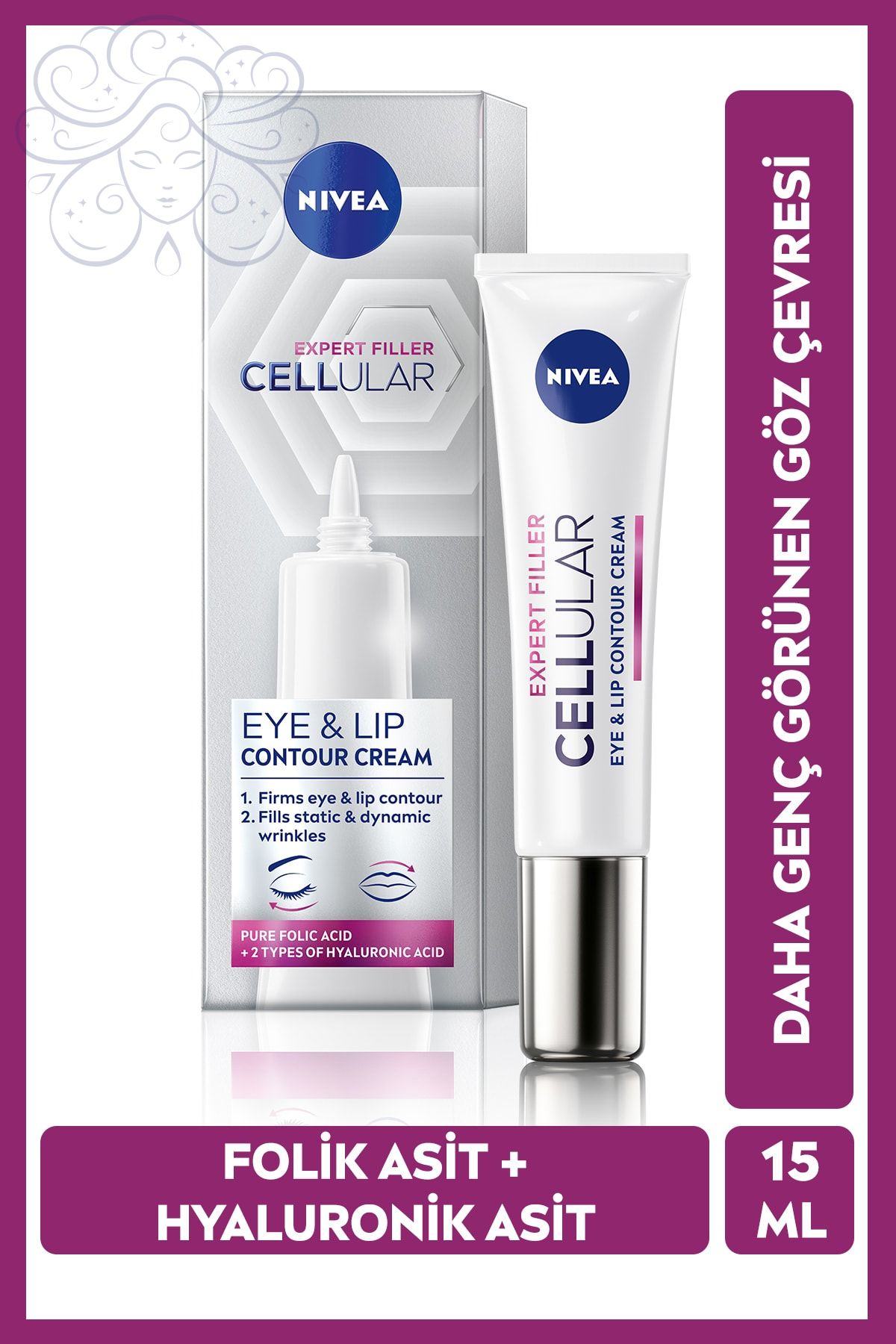 Nivea Cellular Expert Filler Yaşlanma Karşıtı Göz Bakım Kremi 15 Ml,hyaluronik Asit Ve Folik Asit