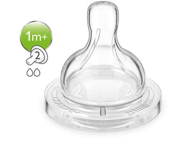 Philips Avent Classic+ Biberon Emziği 1 Ay+ 2 Delikli 2li