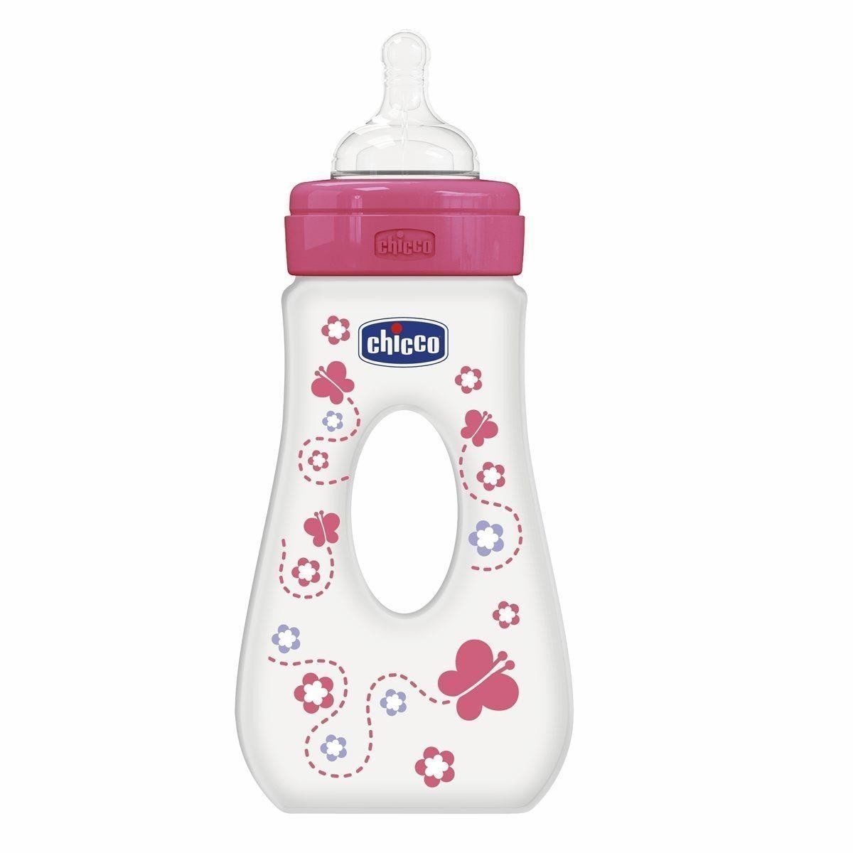 Chicco Kauçuk Seyahat Biberonu Pembe 4 Ay+ 240 ml.